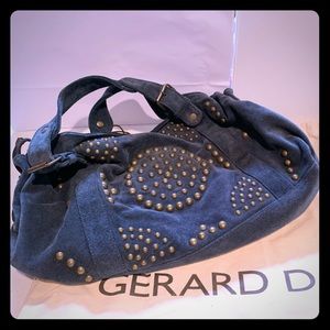 Vintage Gerard Darel Studded Blue Suede Handbag